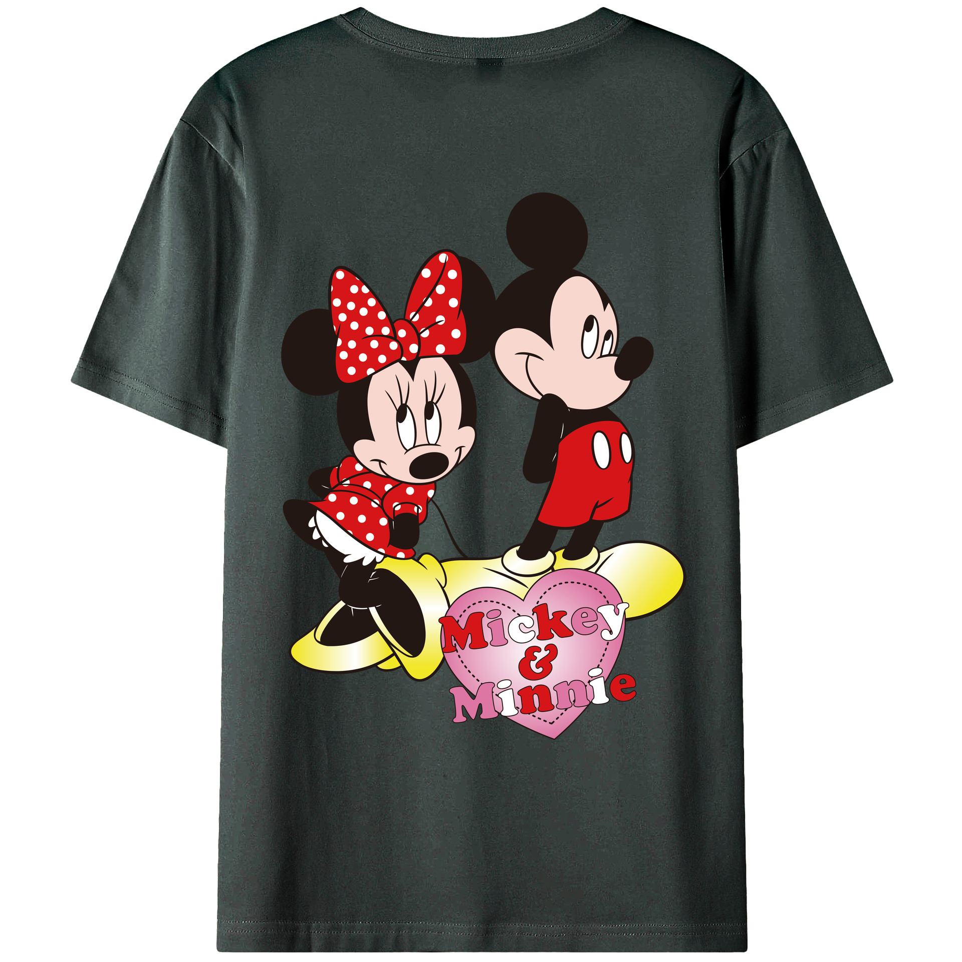 ミッキーマウス Mickey Mouse 綿100％ メンズ半袖Tシャツ（バックプリント） 通気性